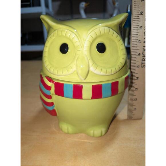 Harry & David Collectors Christmas Cookie Jar Green Owl 9.5" 2012 - Picture 7 of 7